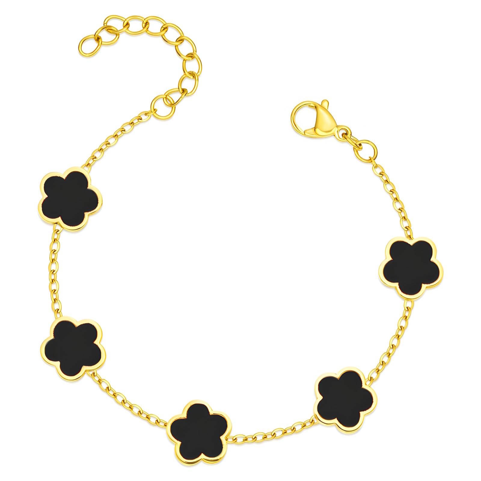 "Flower Meadow" Bracelet, 18K Gold Plated Steel