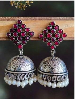 Oxidised Jhumka Earrings
