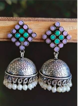 Oxidised Jhumka Earrings